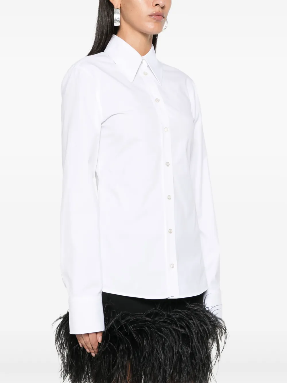 Shop Sportmax Plain Cotton Shirt In White