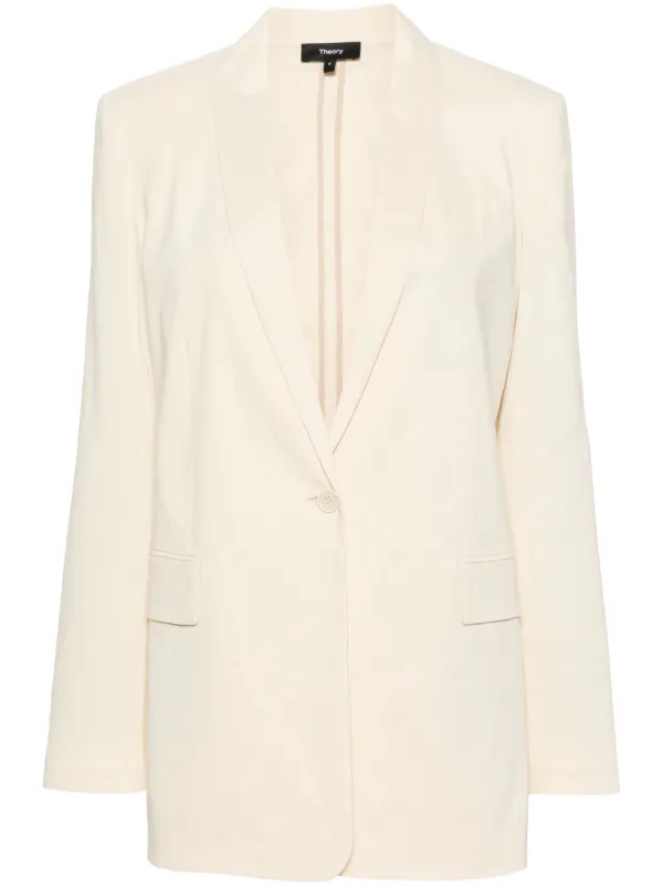 Theory Shawl-lapels Single-breasted Blazer in Neutrals