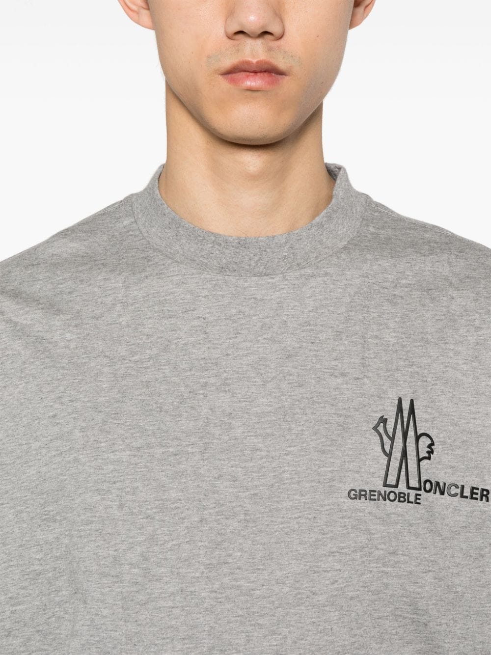 Shop Moncler Logo-appliqué Cotton Sweatshirt In Grey