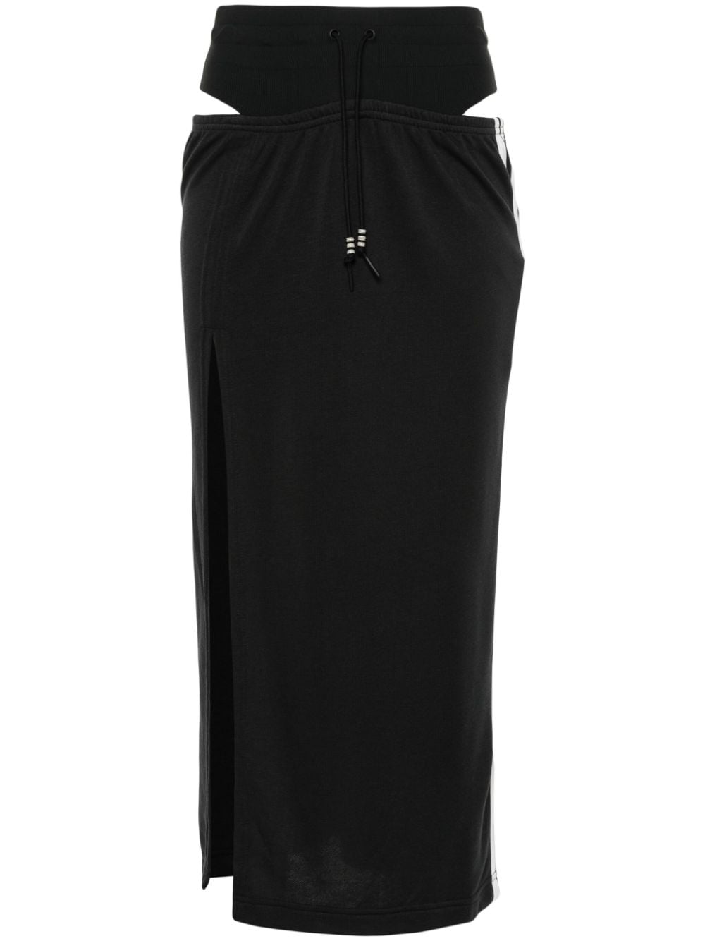 Adidas Originals Striped Jersey Midi Skirt In Black