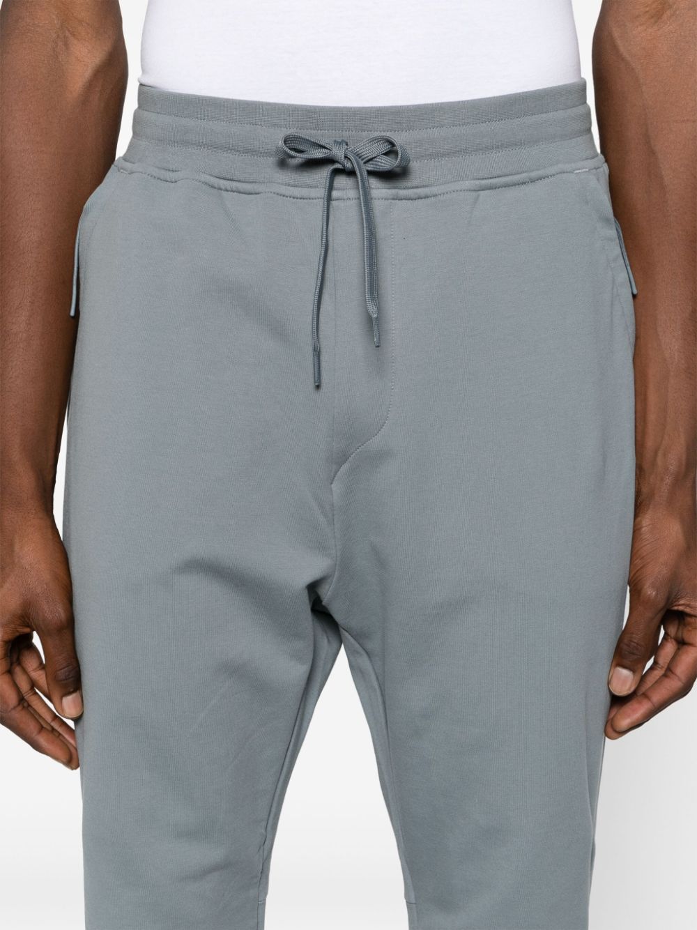 Shop C.p. Company Rubberised-logo Cotton Track Pants In Grey
