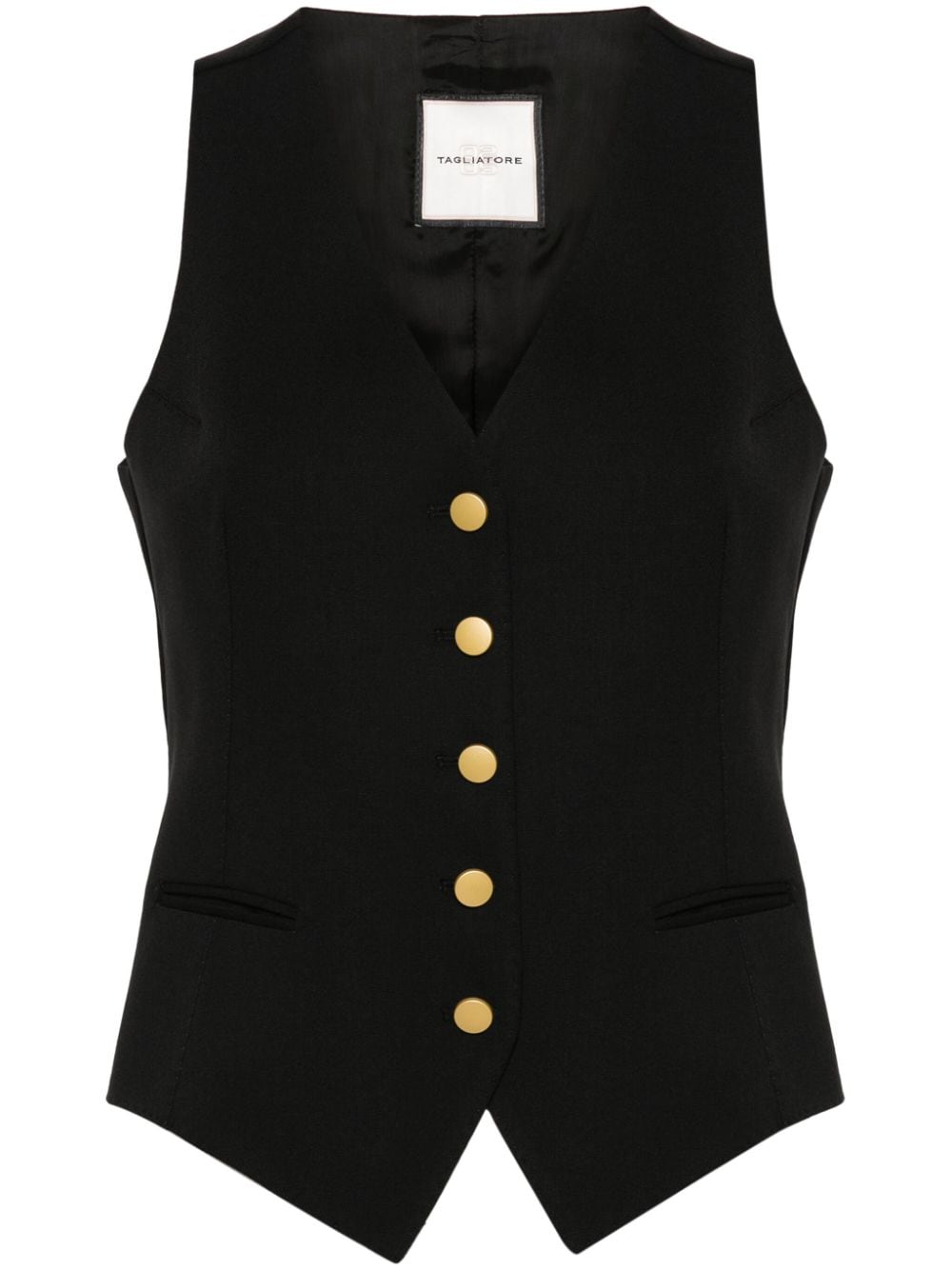 Tagliatore Textured Buttoned Vest In Black