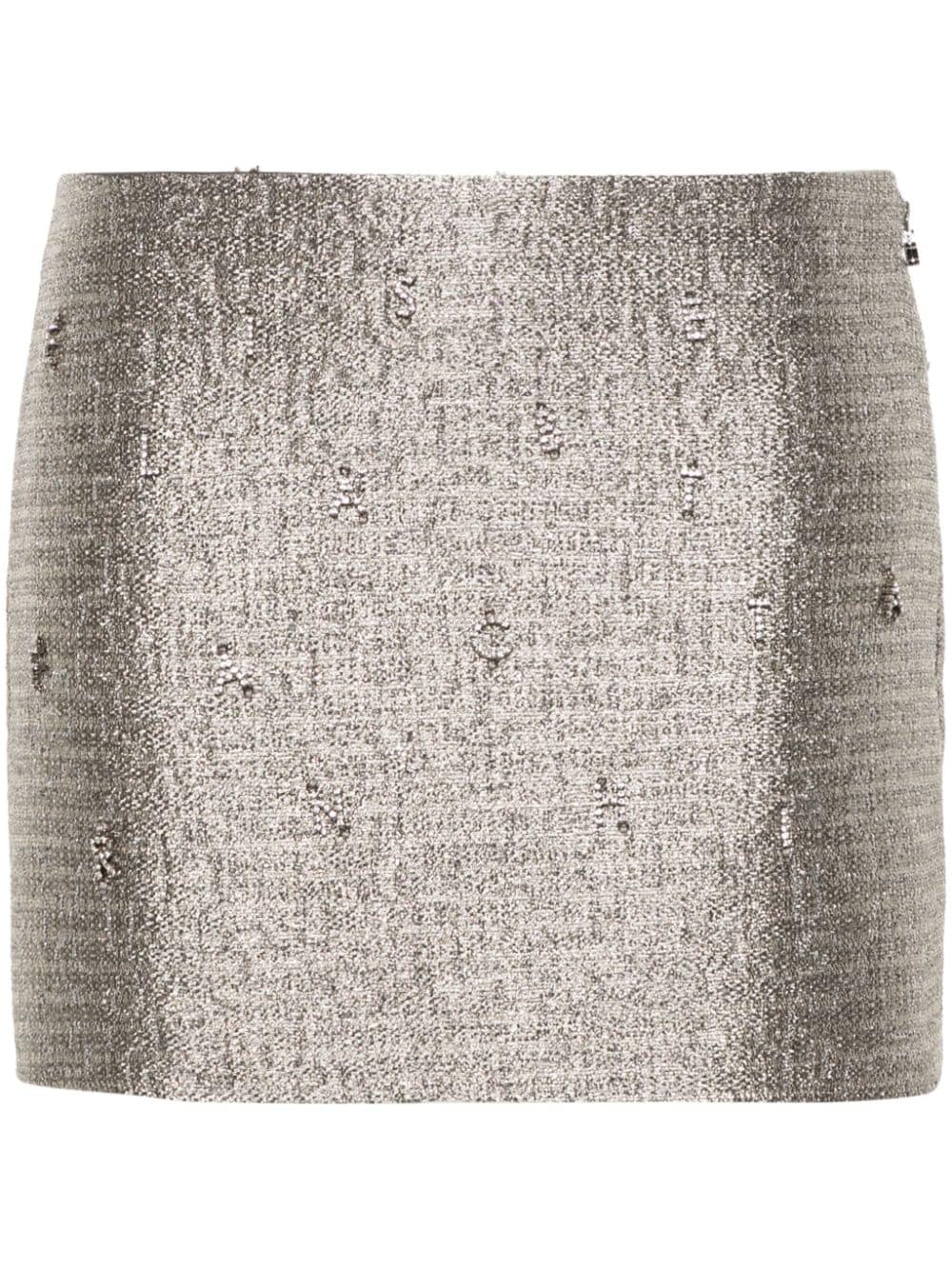 Shop Elisabetta Franchi Tweed Mini Skirt In Grey