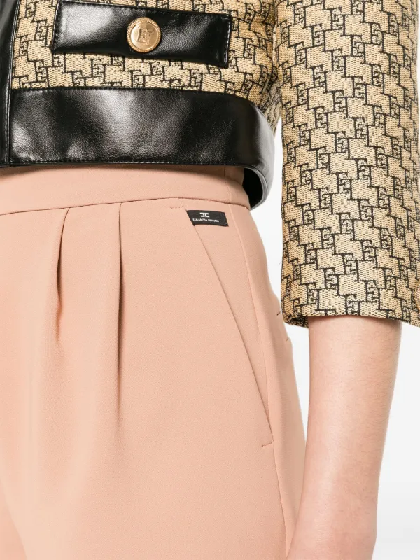 Short En Crêpe Brodé Elisabetta Franchi - Taille 38, Couleur Beurre, Plaque Décorative, Neuf Avec étiquettes