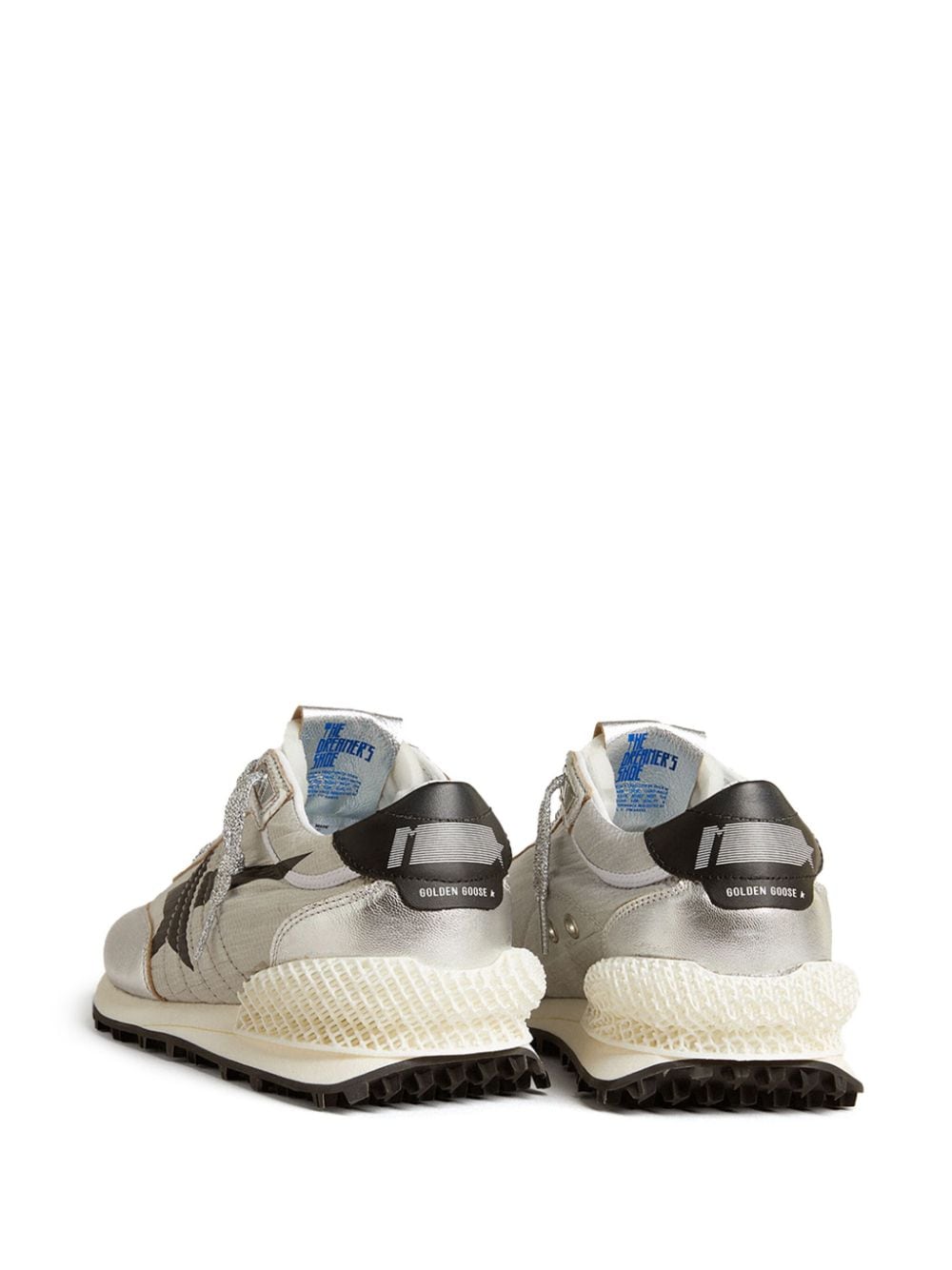 Shop Golden Goose Running Marathon Laminated-leather Sneakers In Silver