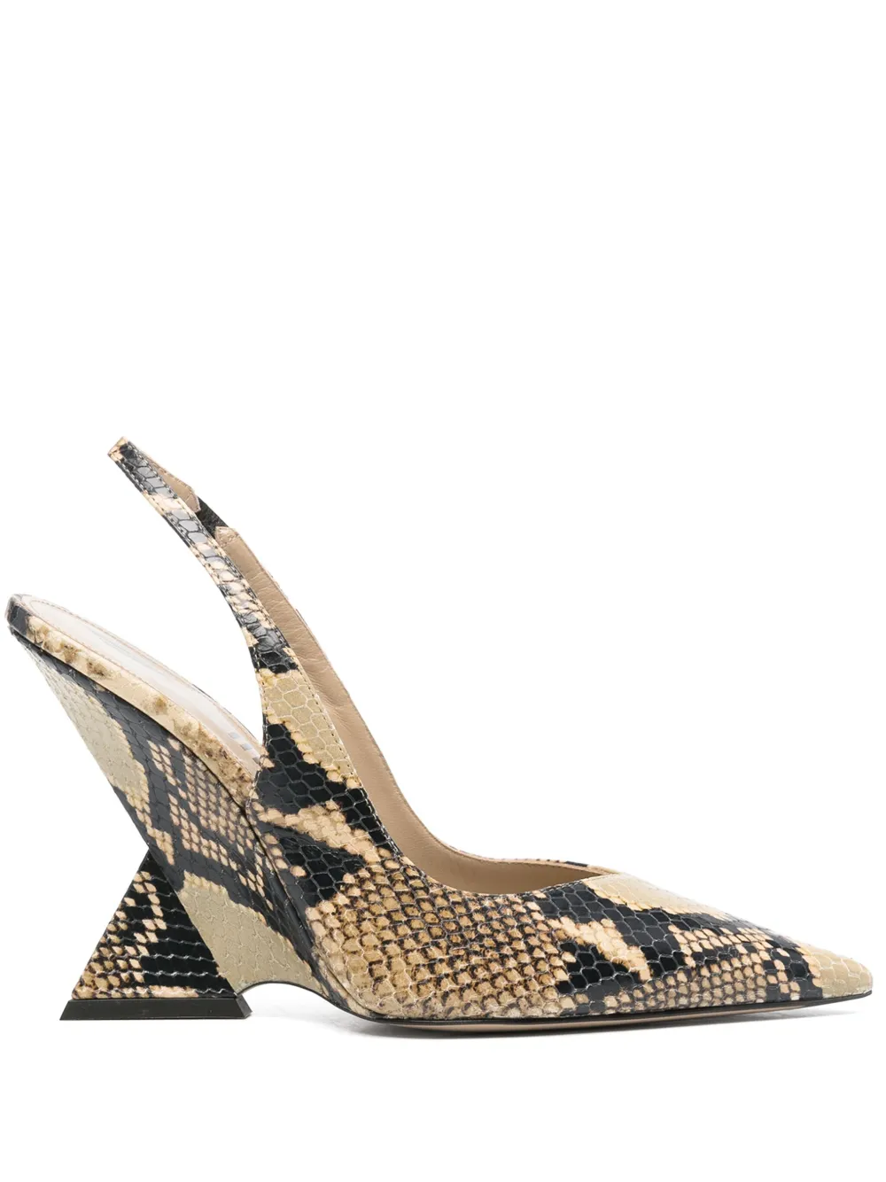 Attico Cheope Python-effect Leather Slingback Pumps In Neutrals