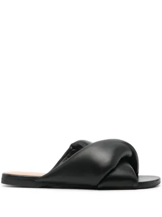 JW Anderson レザー フラットサンダル | ブラック | FARFETCH JP