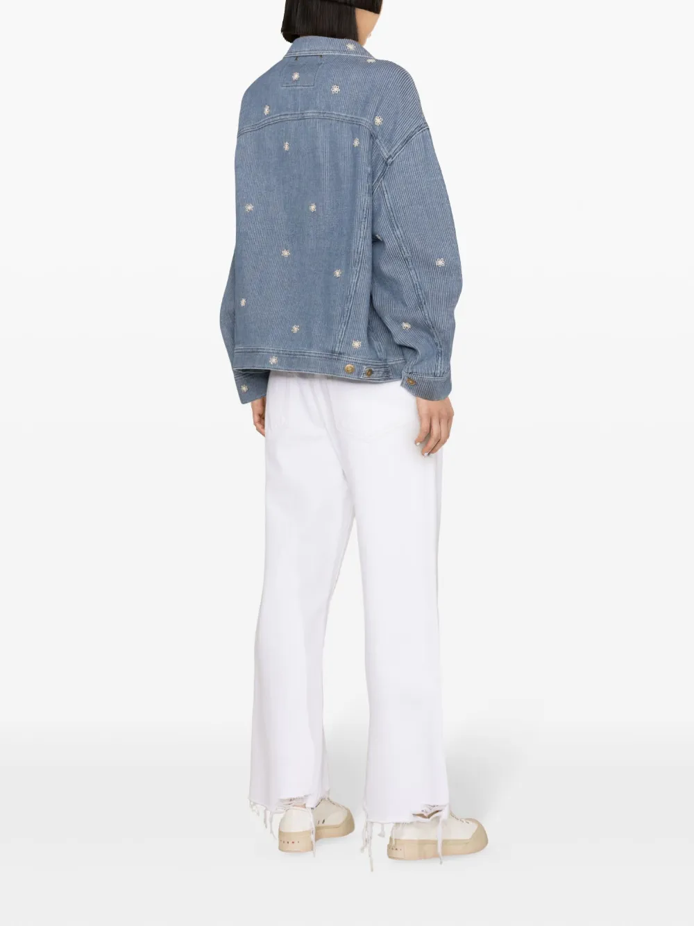 Golden Goose Spijkerjack met geborduurde bloemen Blauw