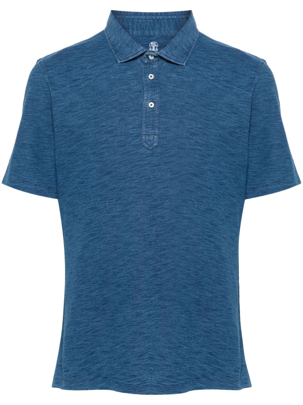 Shop Brunello Cucinelli Mélange-effect Polo Shirt In Blue