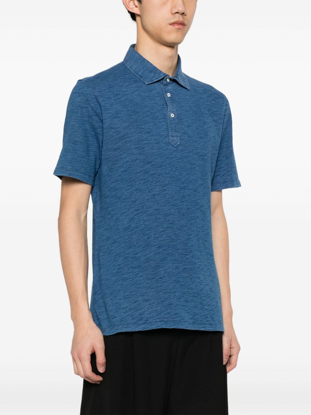 Shop Brunello Cucinelli Mélange-effect Polo Shirt In Blue