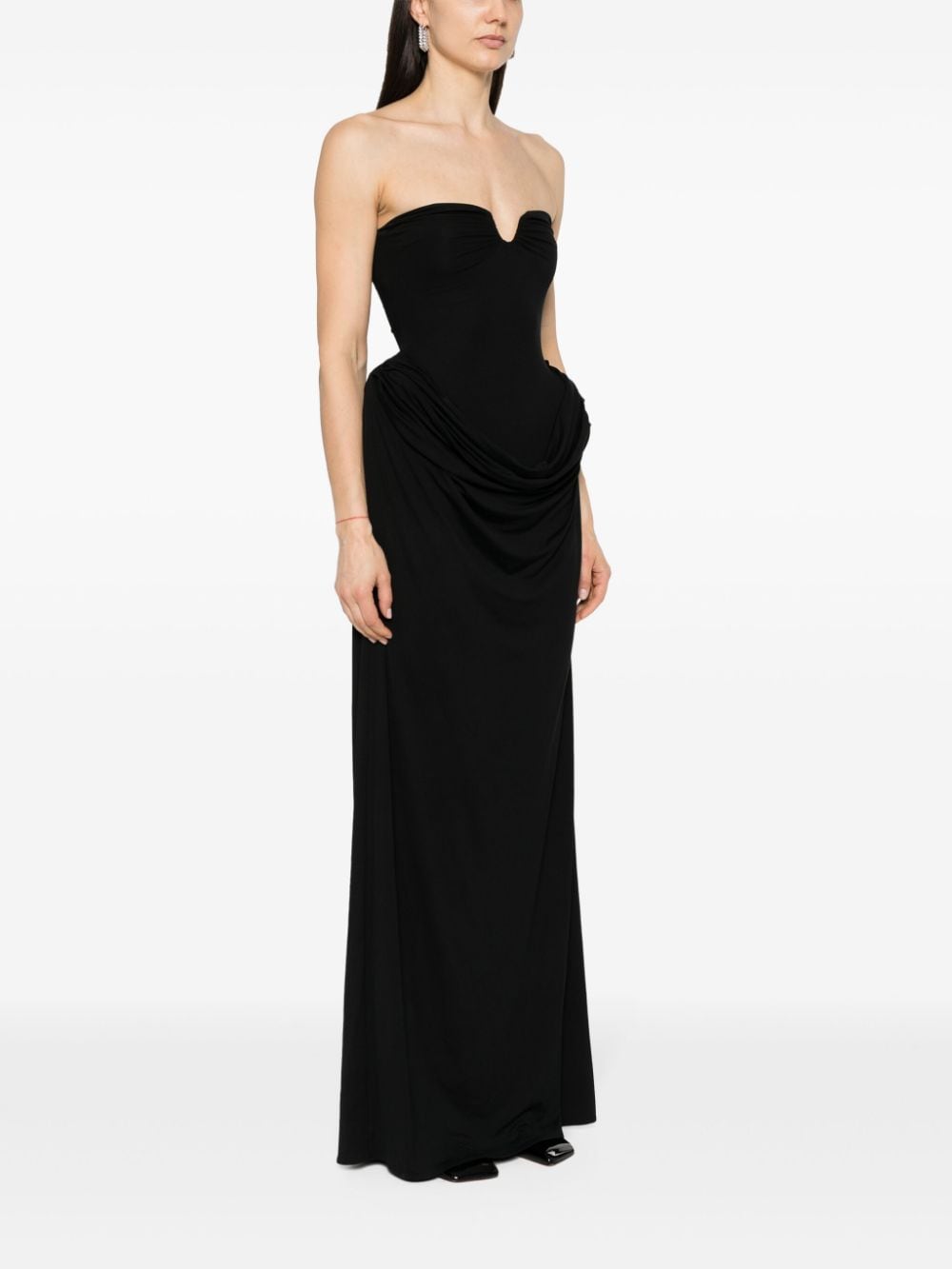 Shop Magda Butrym Padded-hips Maxi Dress In Black