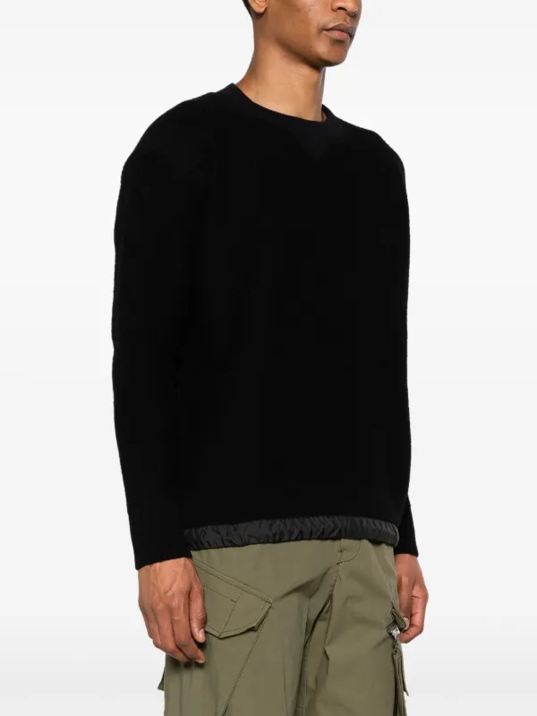 【15ss】sacai Hybrid Hem Drawstring Knit Sacai drawstring-hem ribbed-knit Jumper | Black | FARFETCH FI