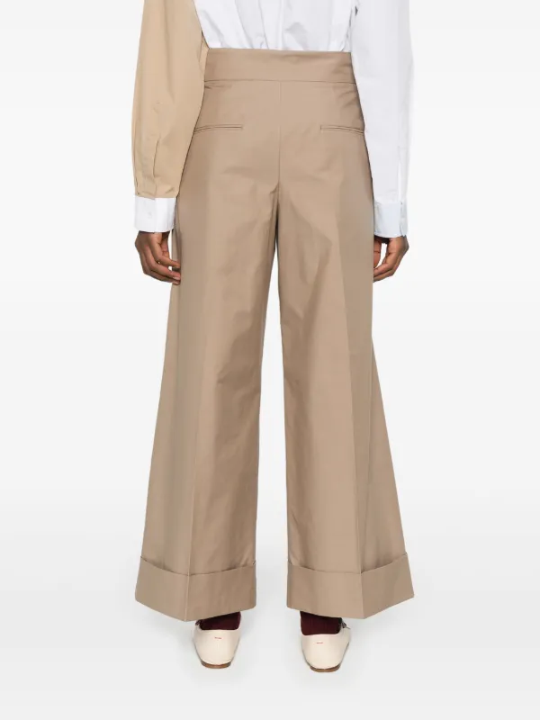 パンツ Max Mara Max Mara Trousers Brown (2521336018600 12005004) Max Mara Axe Long Wide Leg Wool Trousers - Bergdorf Goodman