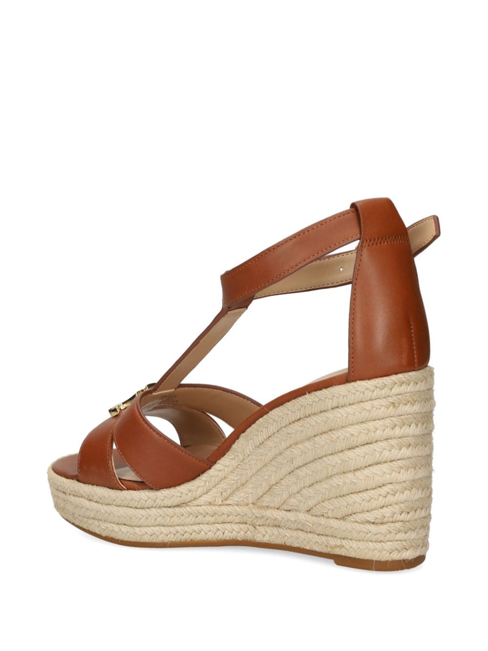 Shop Lauren Ralph Lauren Logo-appliqué Wedge Sandals In Brown