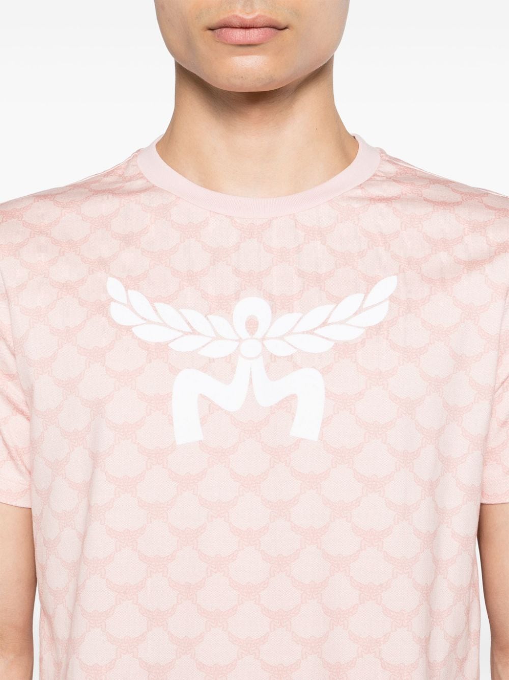 Shop Mcm Monogram-print Cotton T-shirt In Pink