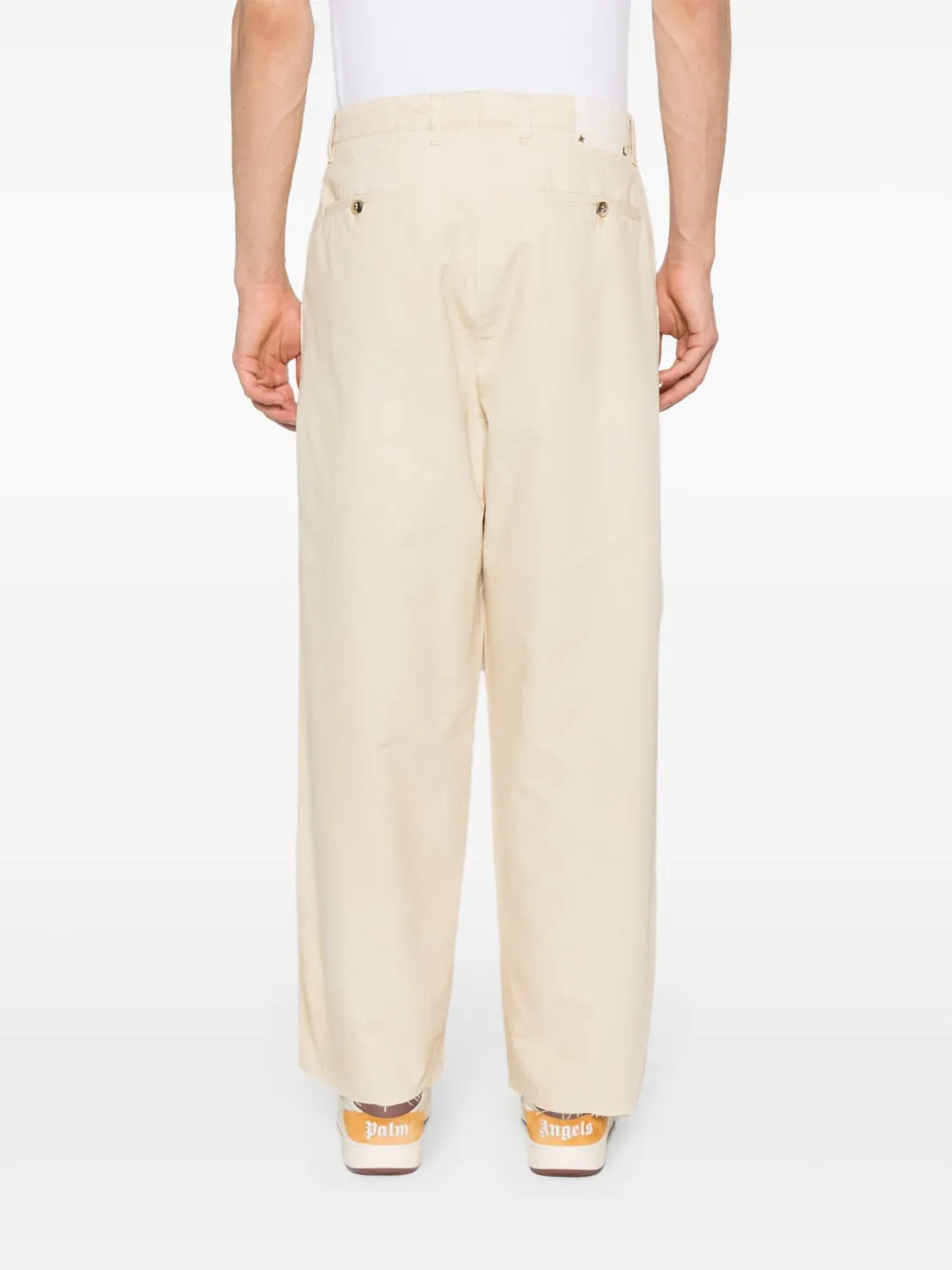 Shop Golden Goose Tapered-leg Cotton Trousers In Neutrals