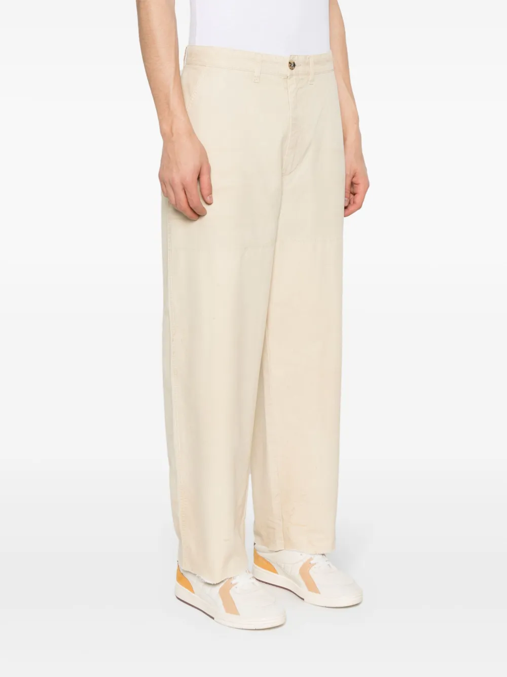 Shop Golden Goose Tapered-leg Cotton Trousers In Neutrals