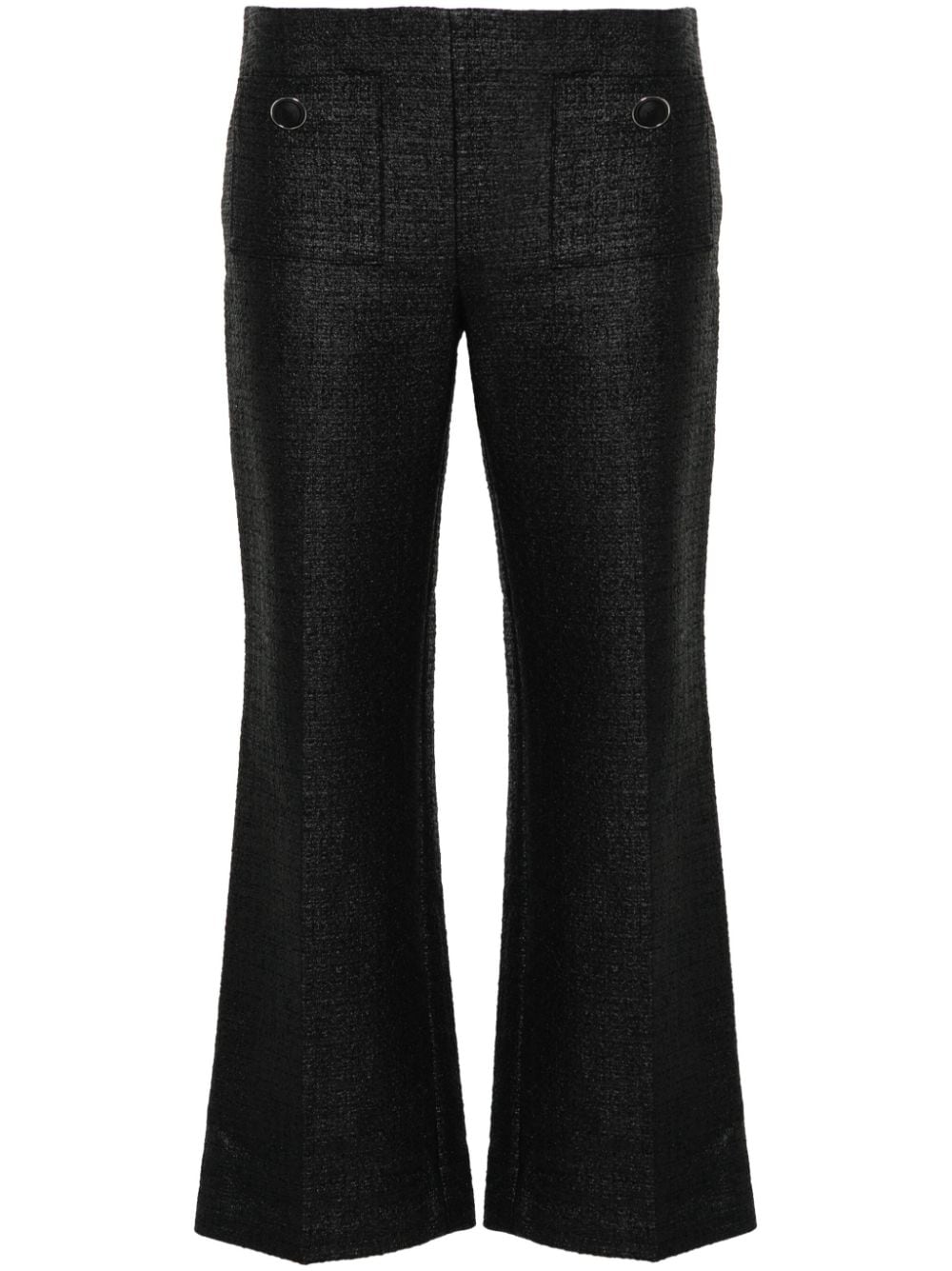Elisabetta Franchi Tweed Cropped Flared Trousers In Black