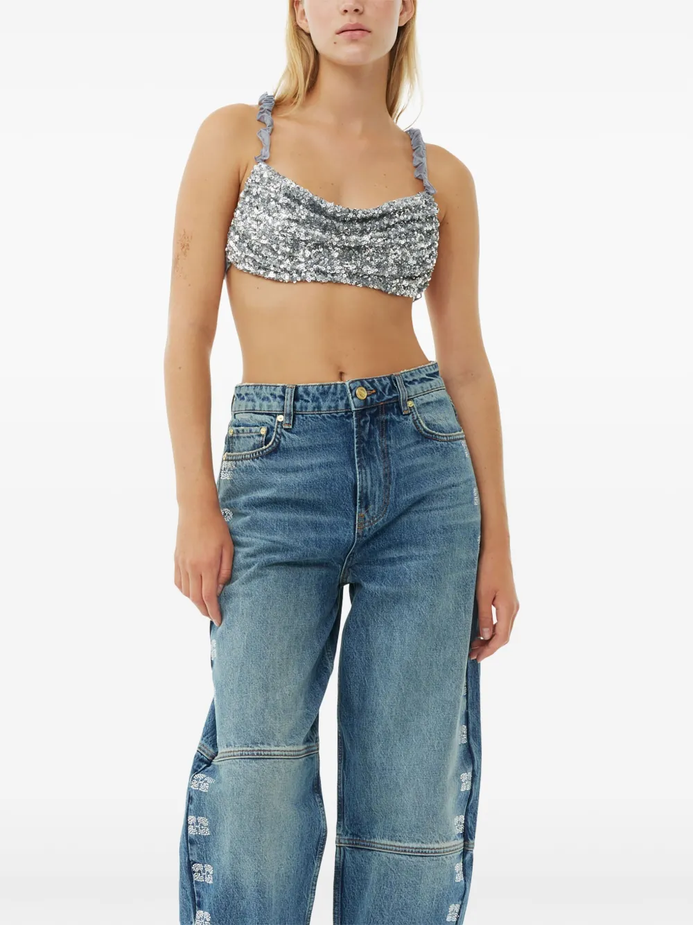 GANNI Cropped top Zilver