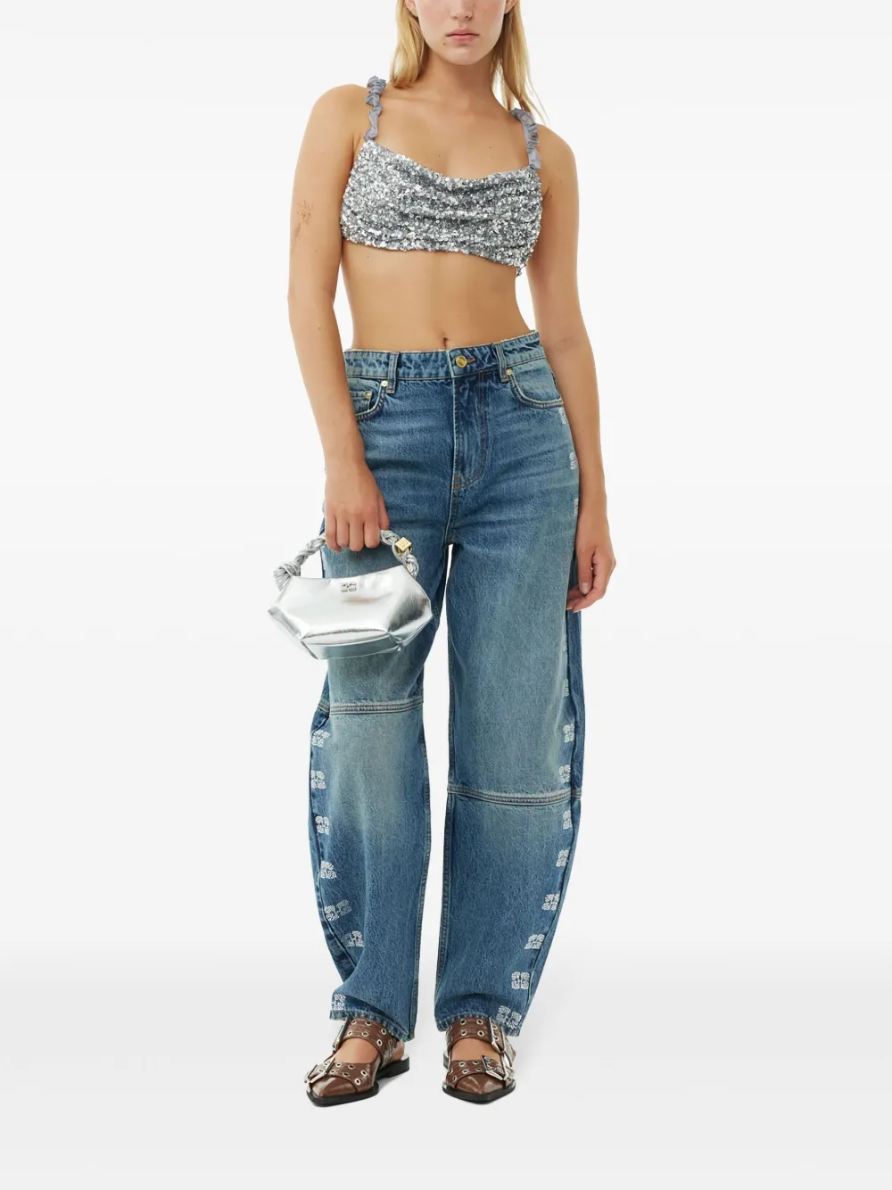 GANNI Cropped top - Zilver