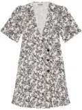 GANNI floral-print wrap minidress - White