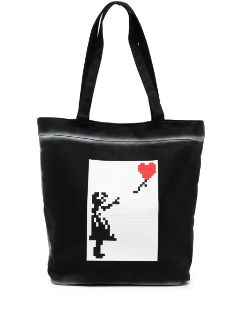 Mostly Heard Rarely Seen 8-Bit Floating Heart cotton tote bag