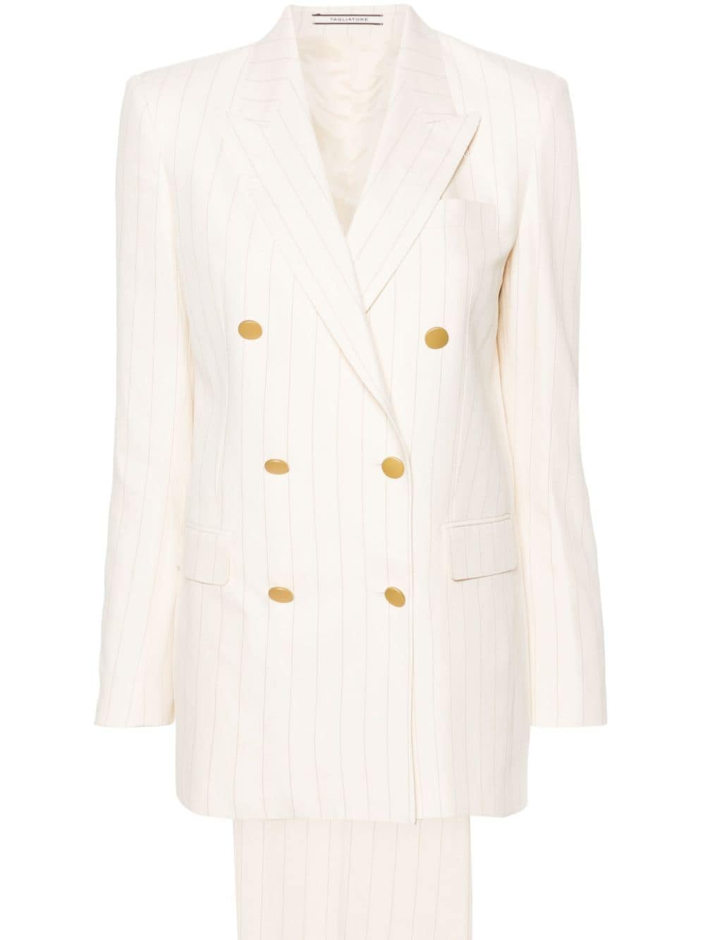 Tagliatore pinstriped double-breasted suit Beige