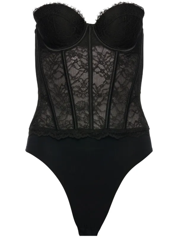 Retrofete Otto Strapless Lace Bodysuit Black FARFETCH UK