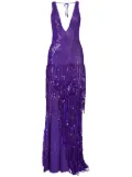 Retrofete Libra fringed sequin crochet dress - Purple