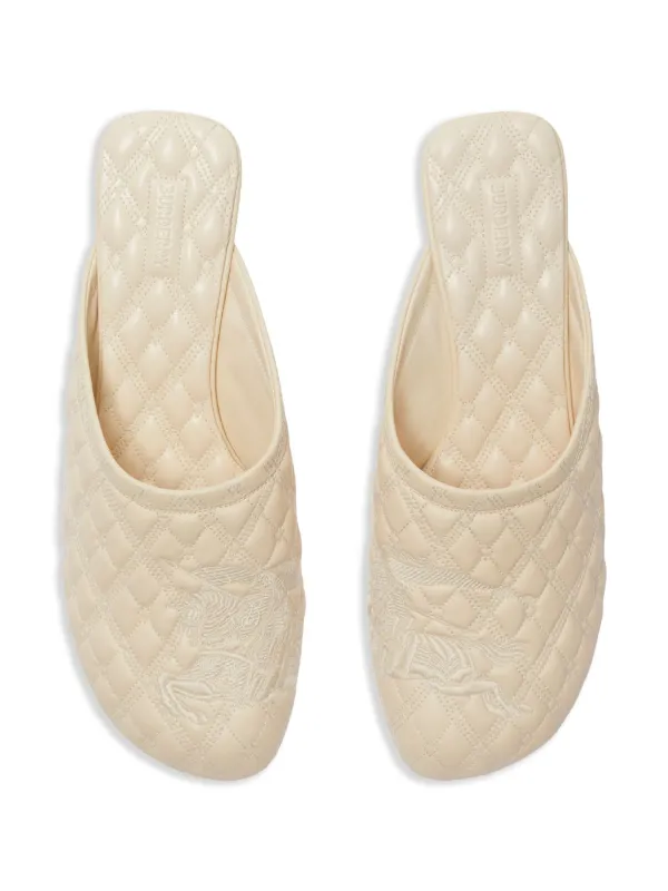 Burberry Embroidered Quilted Mules | Neutrals | FARFETCH