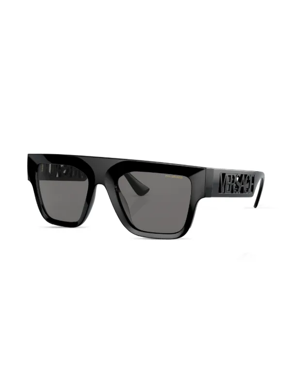VERSACE スクエア型サングラス ブラックレンズ シグネチャー スクエア サングラス ブラック | VERSACE JP