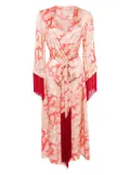 Gilda & Pearl Lili fringed silk robe - Pink