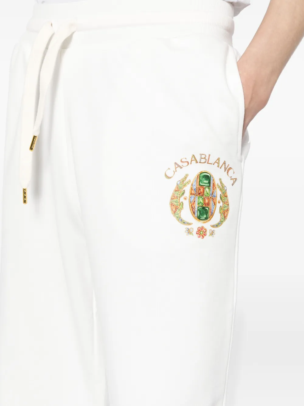 Shop Casablanca Joyaux D'afrique Tennis Club Organic Cotton Track Pants In White