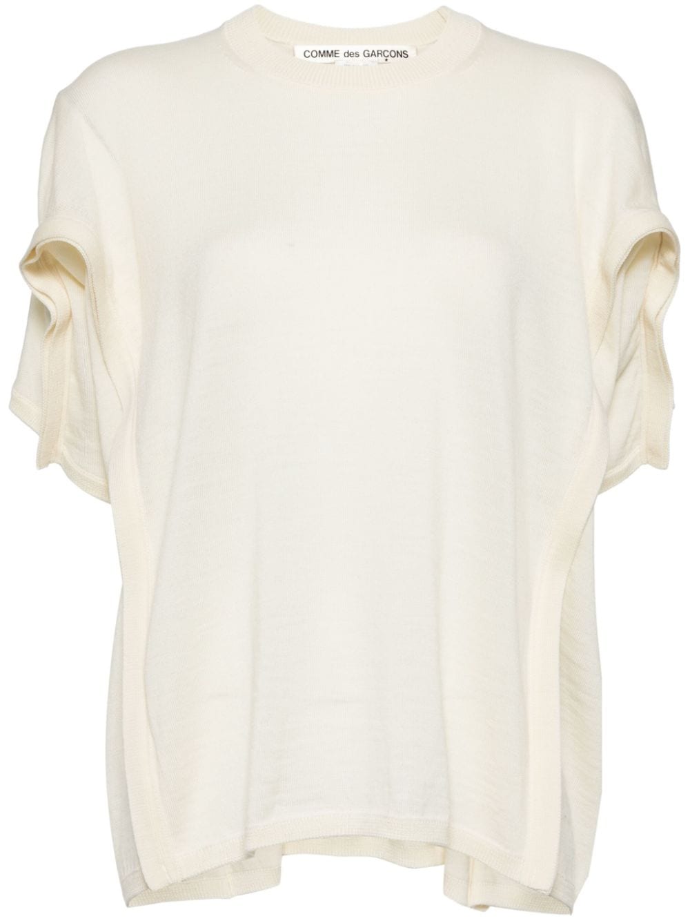 Comme Des Garçons Layered Wool Knitted Top In Weiss