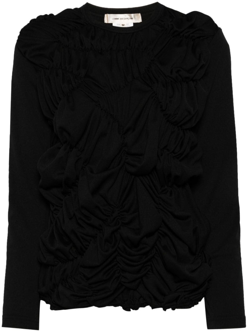 Comme Des Garçons Ruched-detail Long-sleeved Top In Black