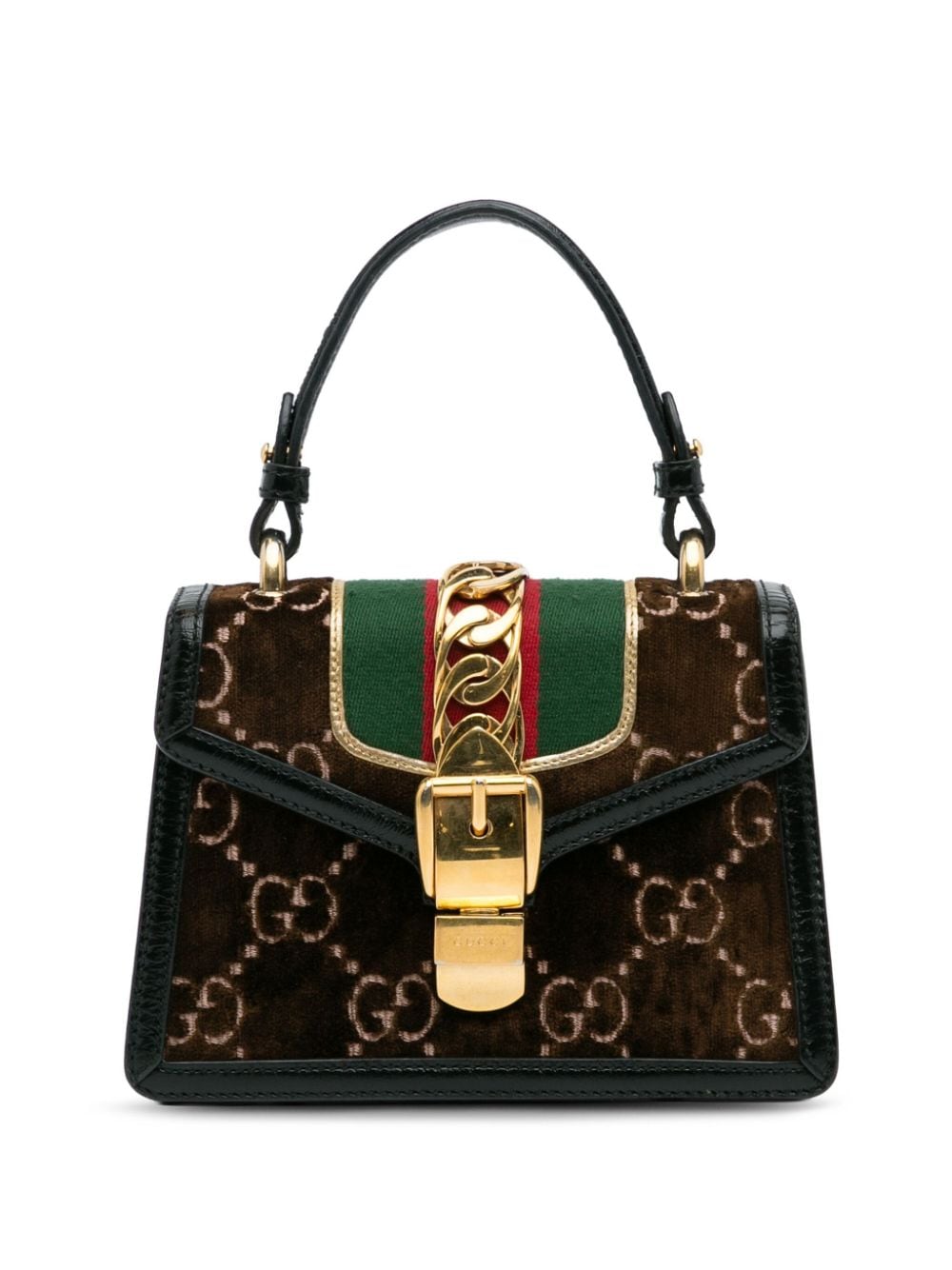 Gucci Pre-Owned 2016-2023 Pre-Owned Gucci Mini GG Velvet Sylvie Satchel - Braun