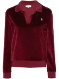 Sporty & Rich SRC velour polo top - Red