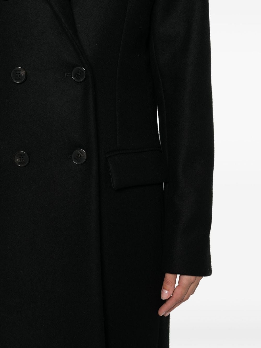 Shop Modes Garments Double-breasted Wool Coat In Black