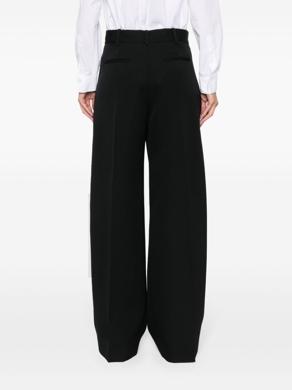 Shop Modes Garments Wide-leg Wool Trousers In Black