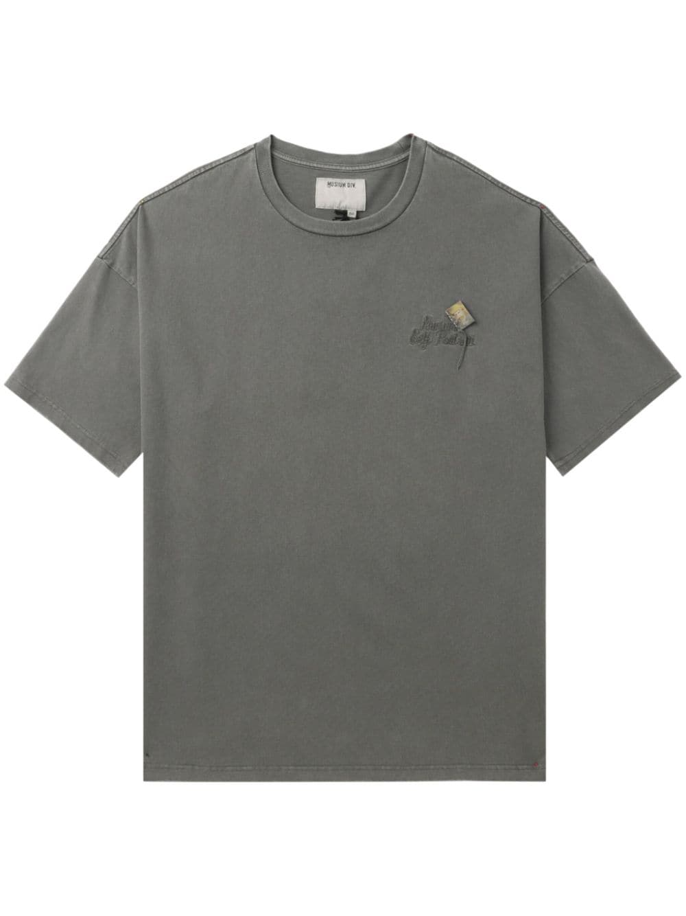 Musium Div. Van Gogh-embroidered Cotton T-shirt In Grey