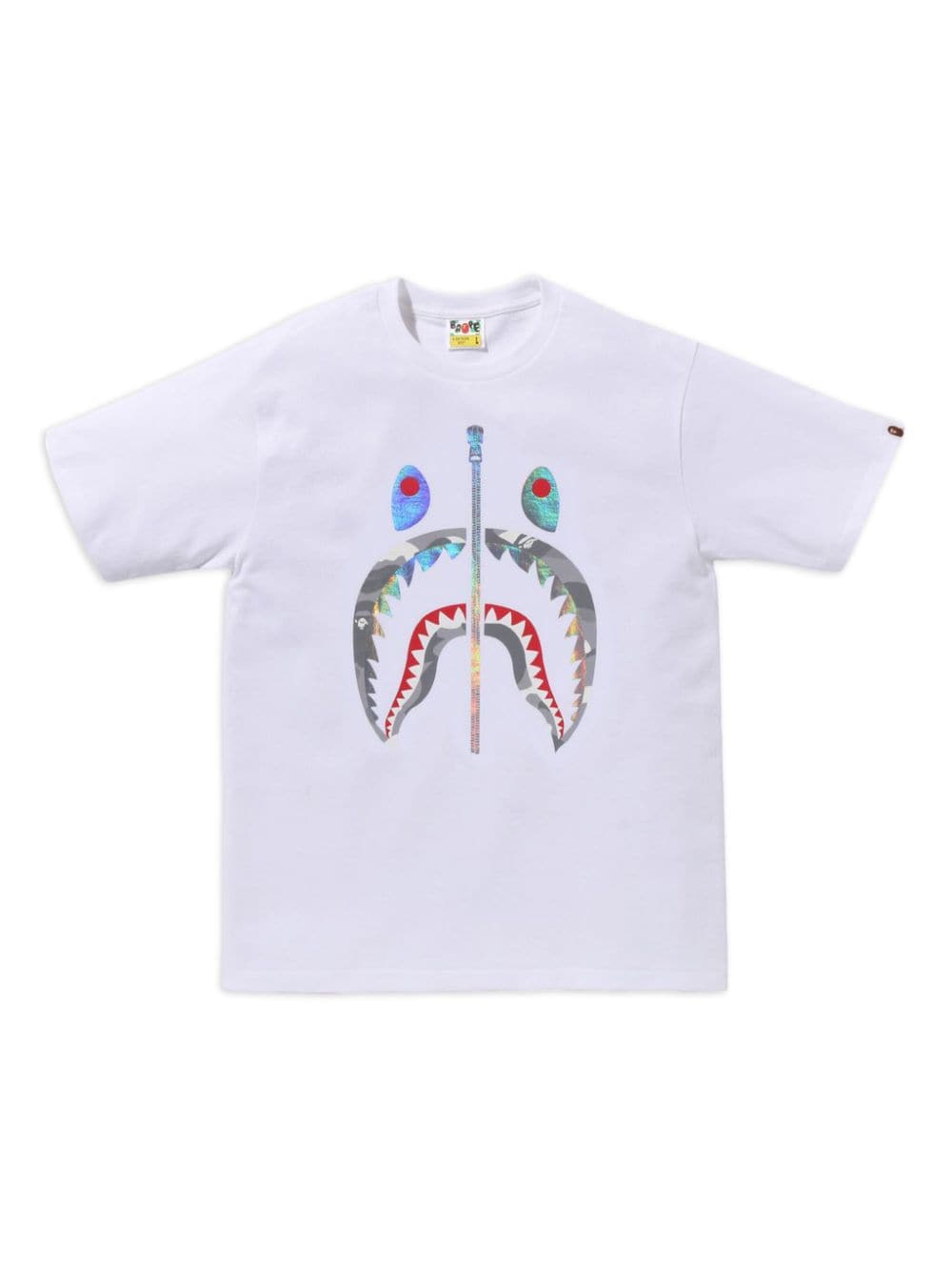 Shop A Bathing Ape Glitter Shark Cotton T-shirt In White