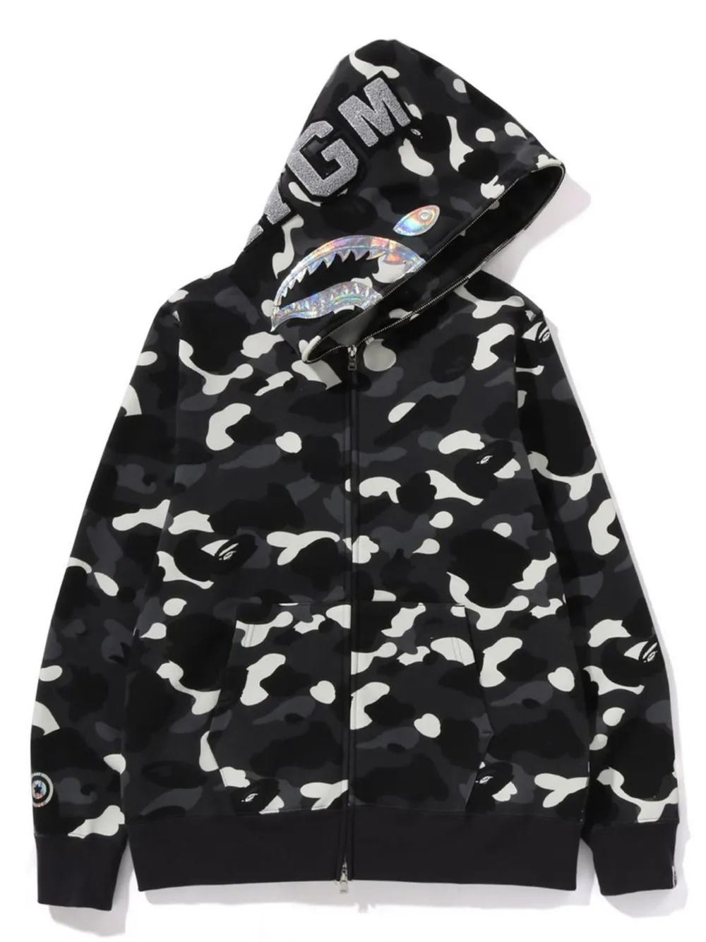 A BATHING APE Hoodie met camouflageprint Zwart