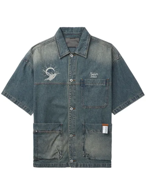 Musium Div. bird-embroidered denim shirt