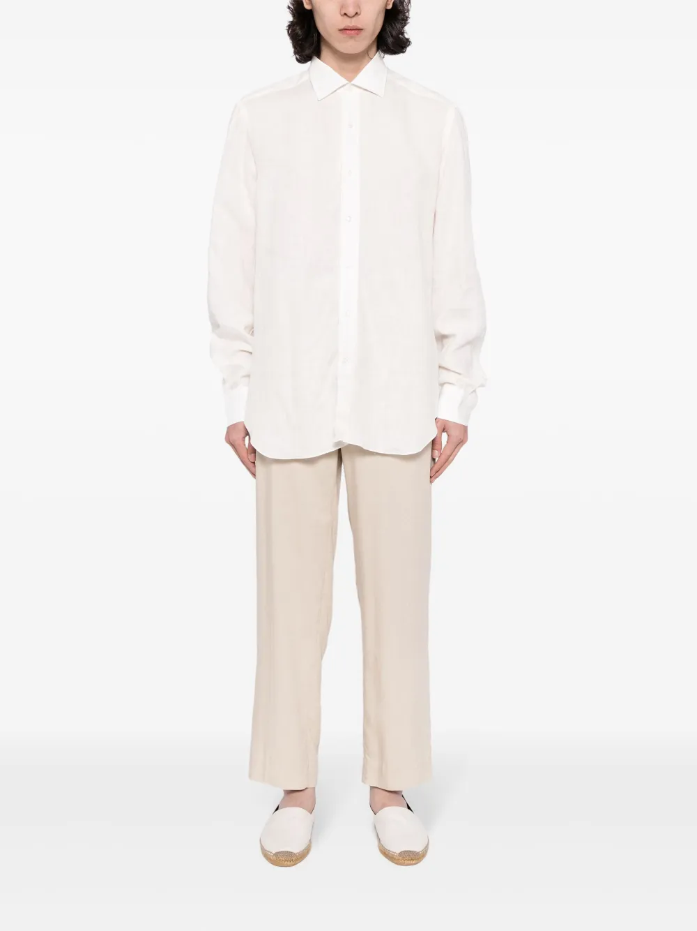 Luciano Barbera cutaway-collar linen shirt | Image 2