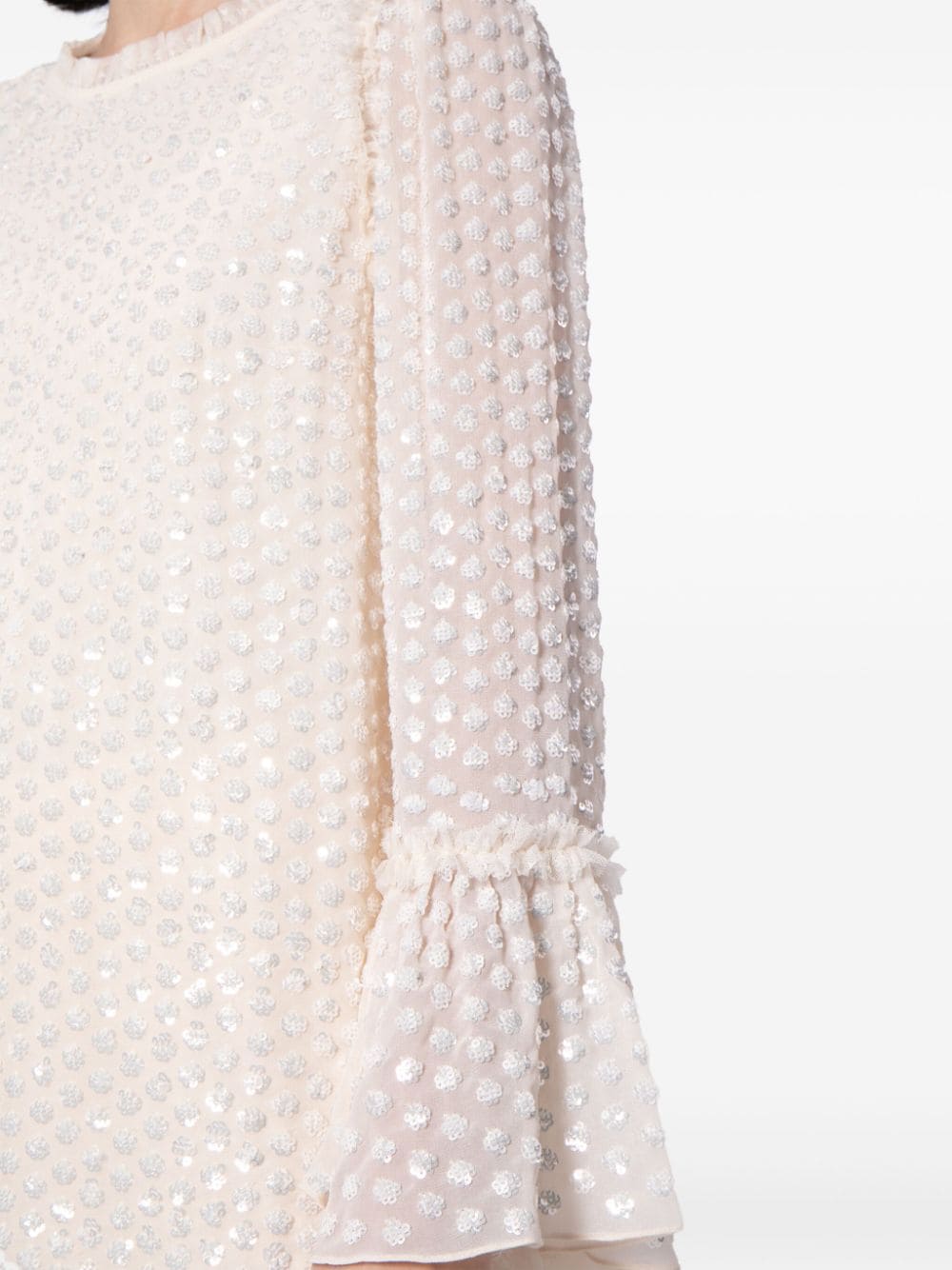 Shop Needle & Thread Raindrop Sequinned Blouse In Neutrals