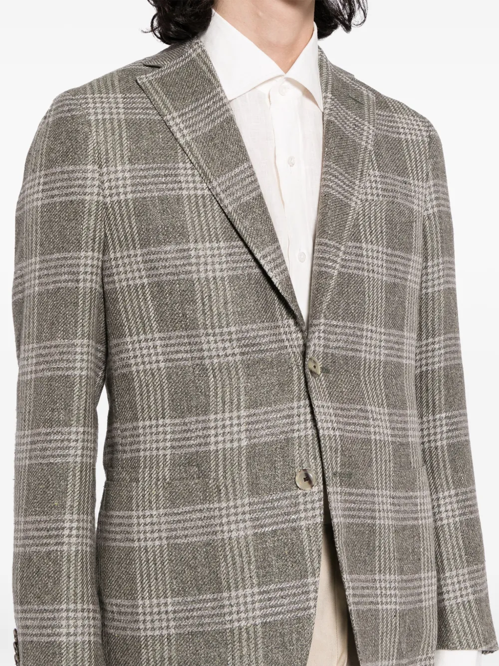 Luciano Barbera Single-breasted Tartan-check Blazer In Brown