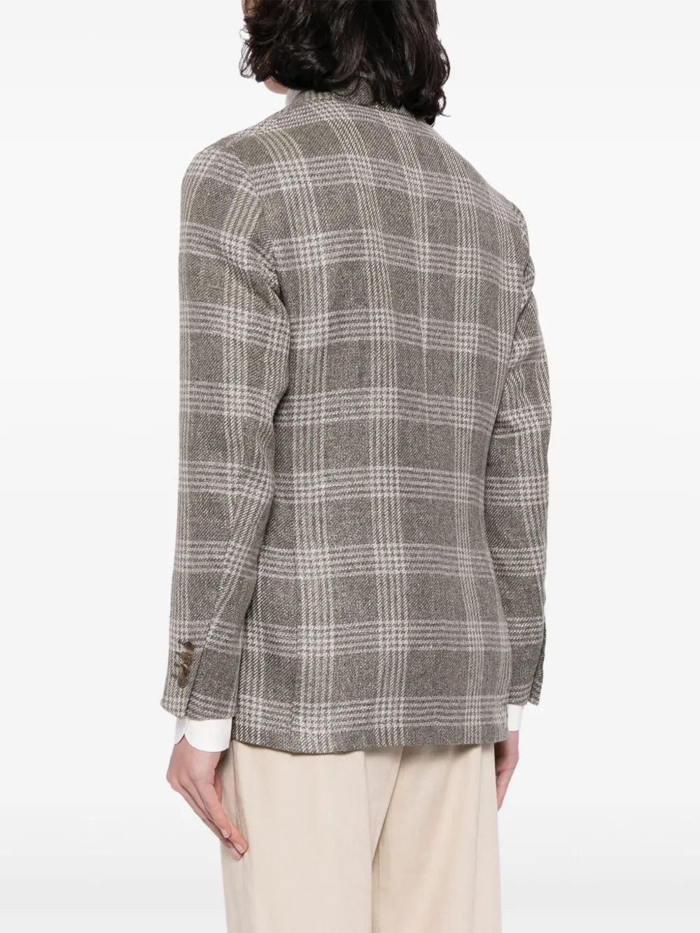 Luciano Barbera Single-breasted Tartan-check Blazer In Brown