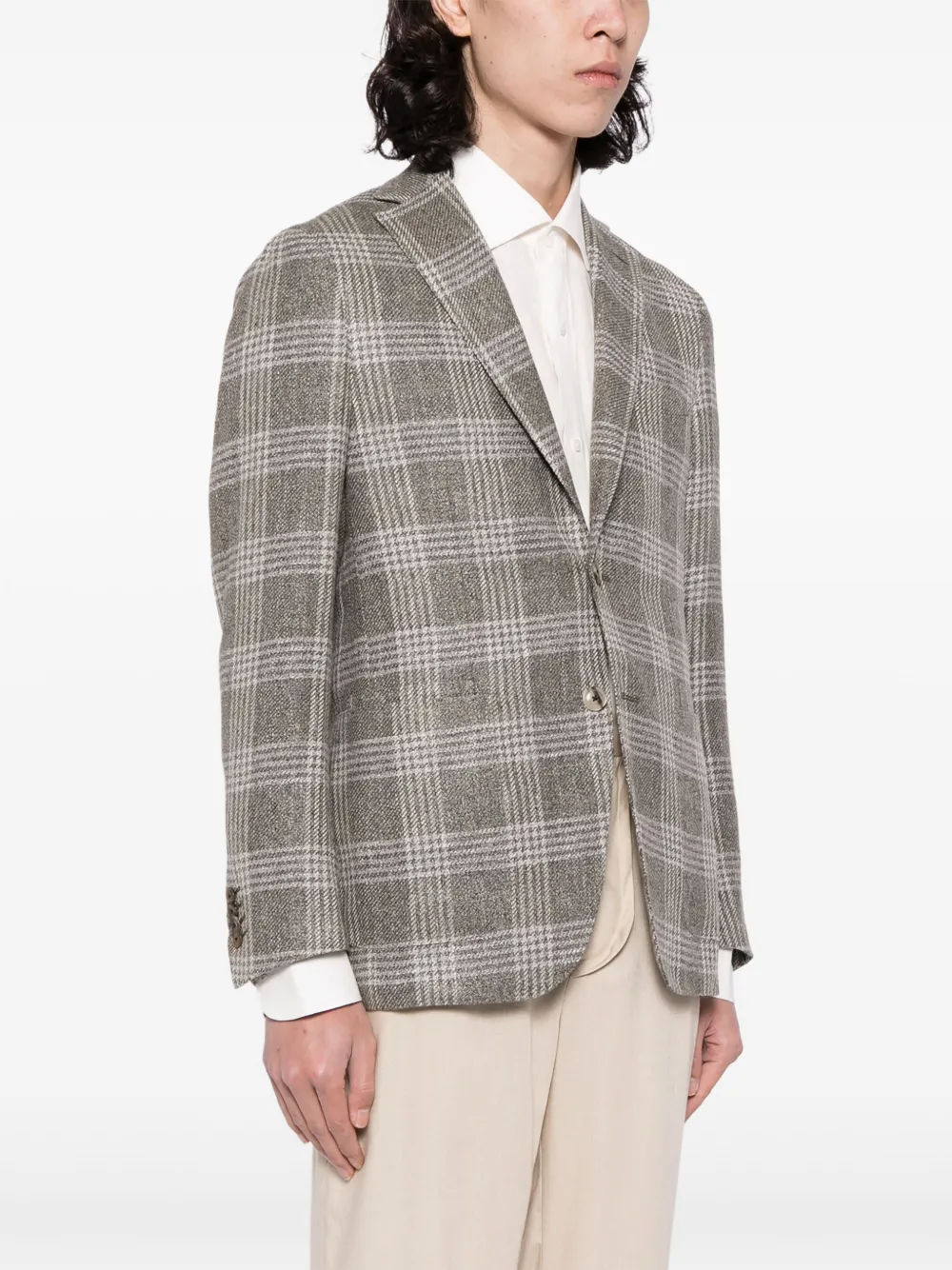 Luciano Barbera Single-breasted Tartan-check Blazer In Brown
