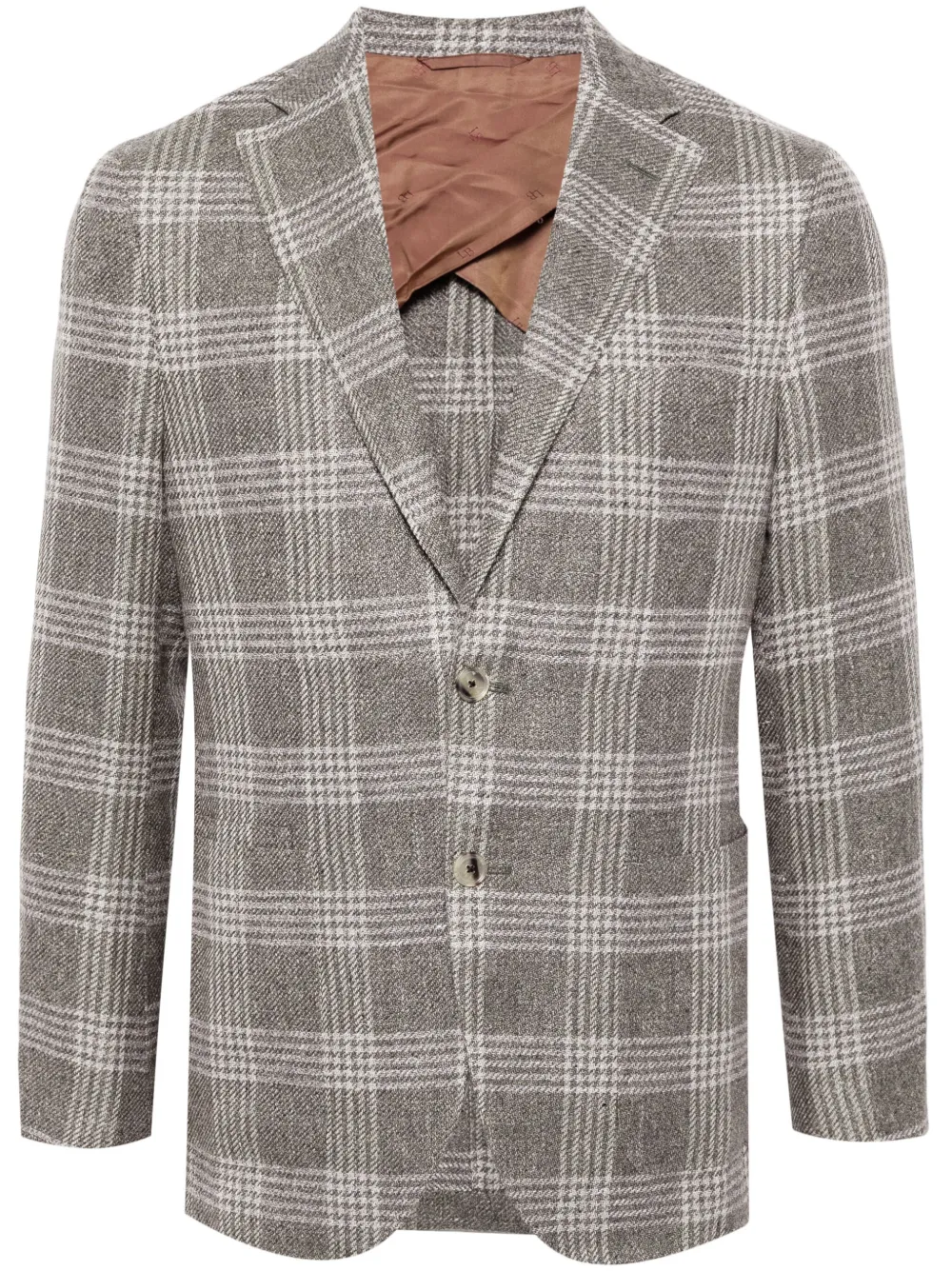 Luciano Barbera single-breasted tartan-check blazer | Brown | Image 1