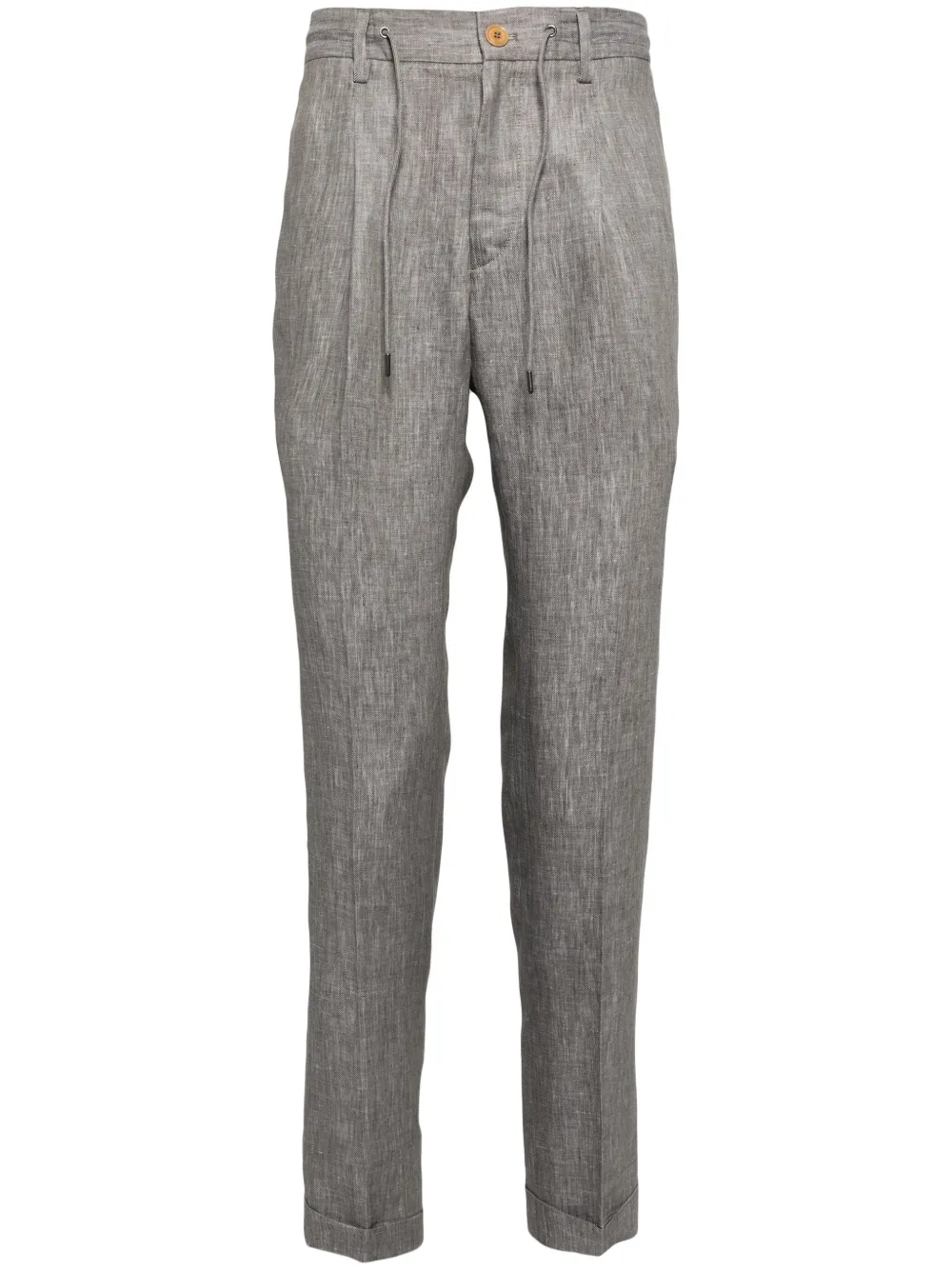 Luciano Barbera slim-cut linen chino trousers | Green | Image 1